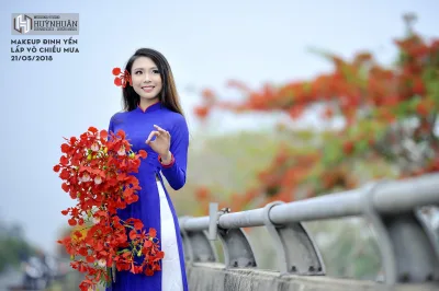 Áo dài xanh gái xinh hoa phượng hoài cổ [SNK3ID]