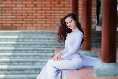 Áo dài trắng thanh lịch áo dài trắng [GPPRHD]