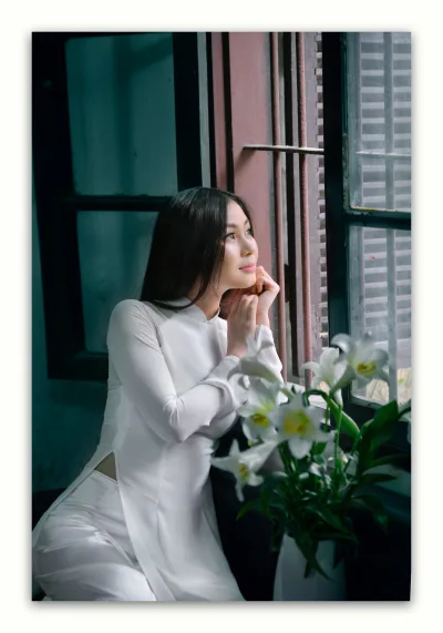 Áo dài trắng cách tân hoa đậm chất Việt [A15GKS]