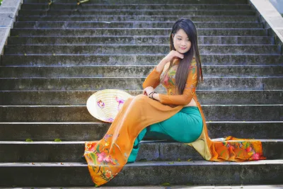 Áo dài cam vẻ đẹp nền nã [HMC3SG]