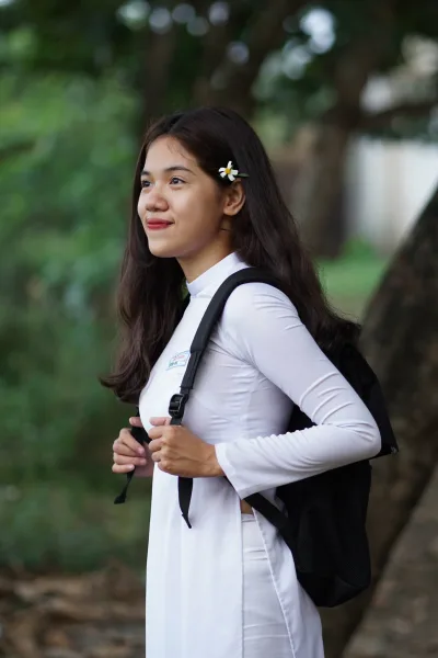 Áo dài trắng áo dài trắng rạng rỡ [QYW04Z]