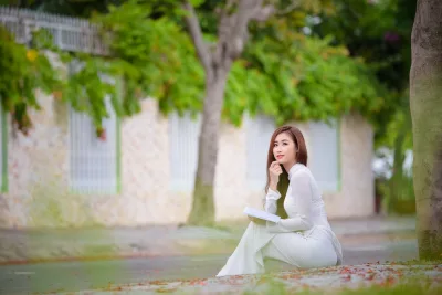 Rửa mắt với ảnh áo dài trắng thanh nhã áo dài trắng [KK96LN]