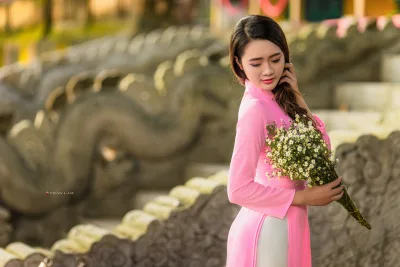 Áo dài hồng girl xinh hoa yêu kiều [XUTPYY]