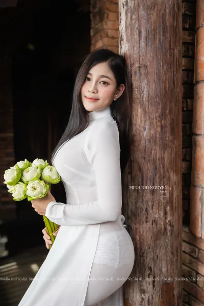 Áo dài trắng hoa nét Việt [76MSDQ]