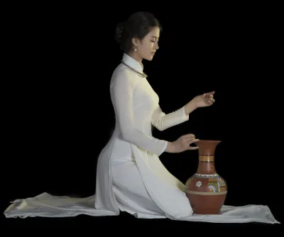 Cổ điển áo dài trắng cổ kính [ZZZ1MK]