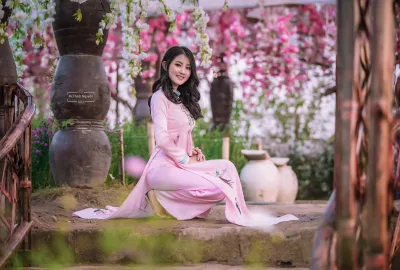 Thiếu nữ áo dài hồng tinh khôi hoa đào [IGMKWH]