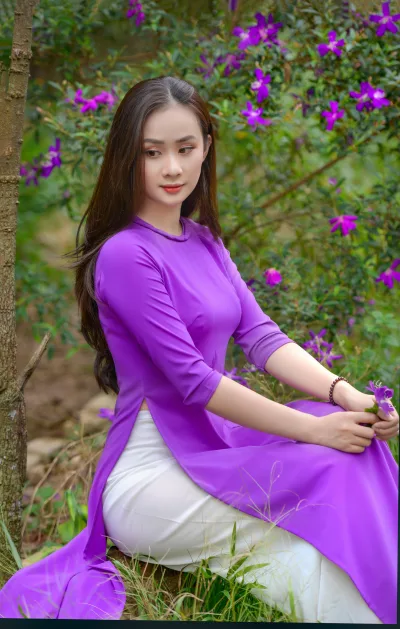 Áo dài tím áo dài tím nền nã [QDOYTQ]