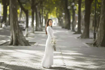Áo dài trắng nữ tính áo dài trắng [DAIMGH]