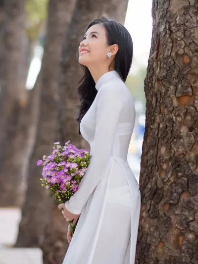 Tuyển chọn áo dài trắng hoa [DFJME9]