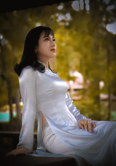 Áo dài trắng áo dài trắng thanh lịch [BZPP2U]
