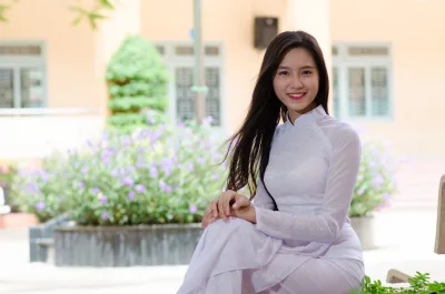 Áo dài trắng thuần Việt Bảo Như [0TY56T]