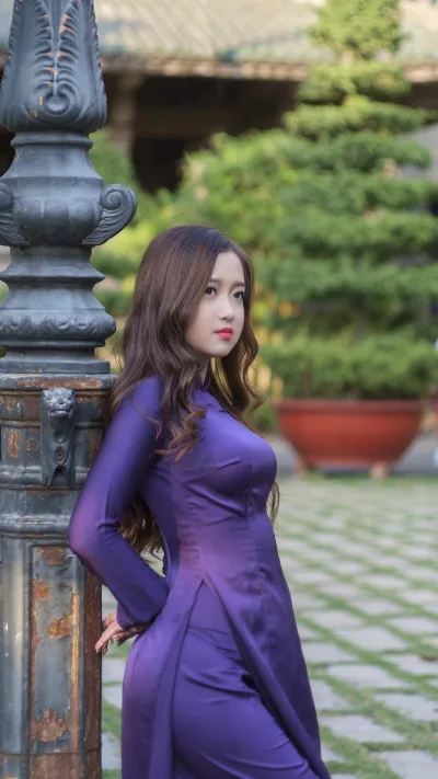 Áo dài tím hiện đại áo dài tím [QCRC2U]