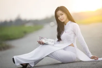 Áo dài trắng rửa mắt với ảnh nữ sinh thanh nhã [CWLWAF]