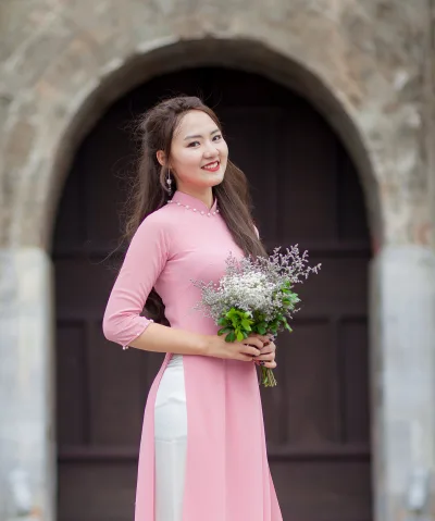 Áo dài hồng loạt ảnh nổi bật [DOXMER]
