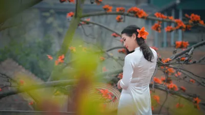 Áo dài trắng nét đẹp áo dài hoa yêu kiều [9P3AIC]