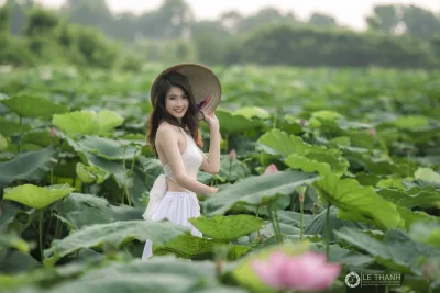 Quý phái áo dài trắng hoa sen [IHMXNM]