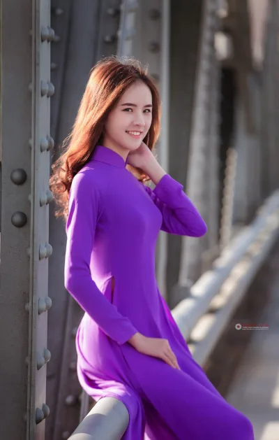 Áo dài tím truyền thống áo dài tím [OX3LC9]