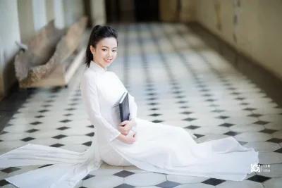 Bộ sưu tập áo dài trắng nét Việt cặp táp [Z2ZSBL]
