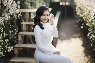 Áo dài trắng áo dài trắng nổi bật [SZXEB5]