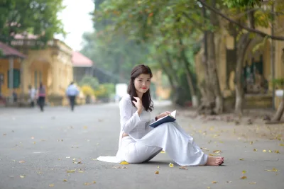 Người đẹp áo dài trắng quý phái áo dài trắng [ZMULH9]