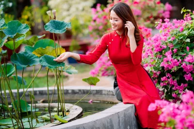 Áo dài đỏ bộ ảnh áo dài đỏ cuốn hút [D84PZU]