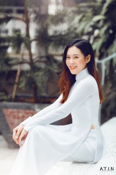 Áo dài trắng dịu dàng áo dài trắng [X472IR]