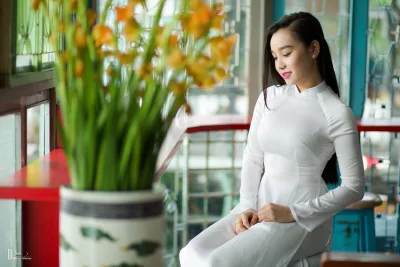 Áo dài trắng truyền thống nuột [4IICFB]