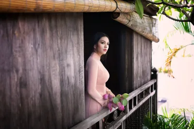 Áo dài hồng yêu kiều cổ kính [LLSIFD]