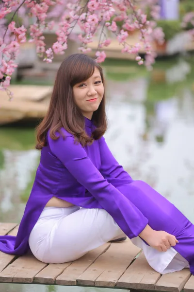 Áo dài tím thanh thoát áo dài tím [XH0TEU]