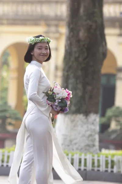 Tà áo dài áo dài trắng thuần Việt nữ sinh [RUJL7B]