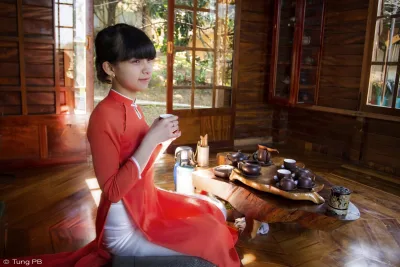 Áo dài đỏ girl xinh áo dài đỏ hút hồn [WBFGVR]