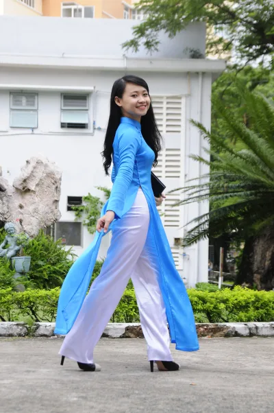 Áo dài xanh gái xinh áo dài xanh nữ tính [FROKN5]