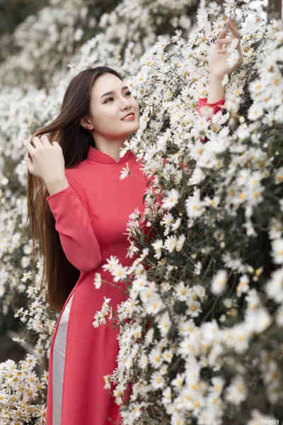 Áo dài đỏ áo dài đỏ nền nã [G16YHK]