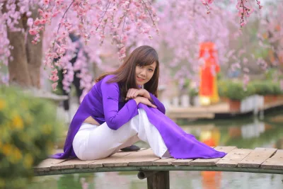 Áo dài tím yêu kiều áo dài tím [VXYFIS]