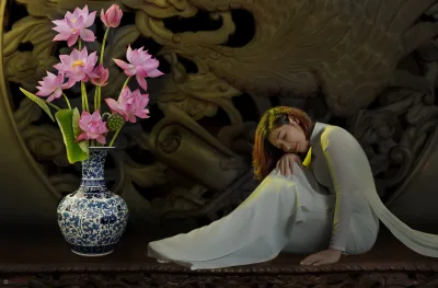 Rạng rỡ áo dài trắng cổ kính [ACKTUJ]