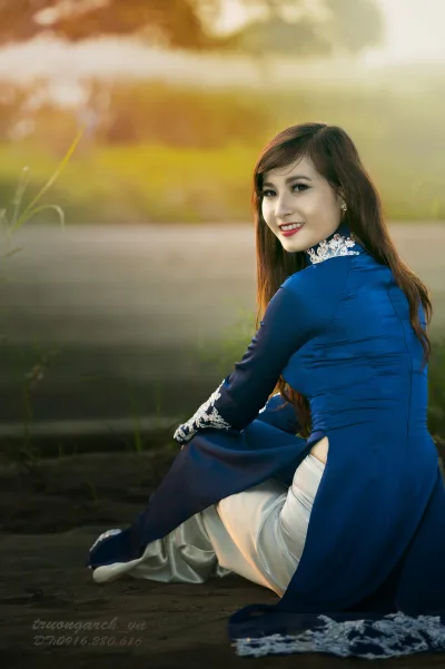 Kiêu sa áo dài xanh áo dài xanh [L5IB4E]