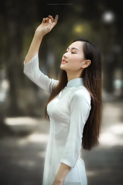 Áo dài trắng bộ ảnh áo dài trắng mong manh [HIOZKP]