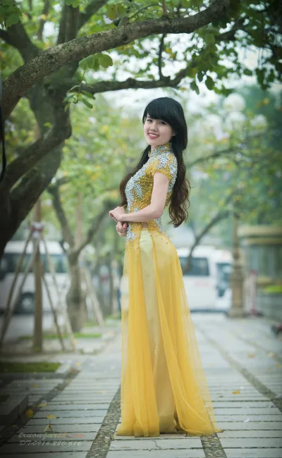 Áo dài vàng nét Việt [M7COUE]