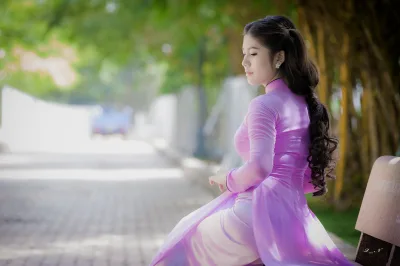 Áo dài tím áo dài tím sang trọng [RUXNUI]