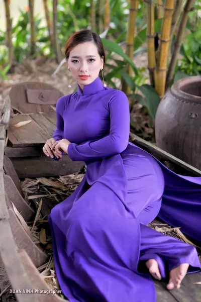 Quý phái áo dài tím áo dài tím [CEOOBK]