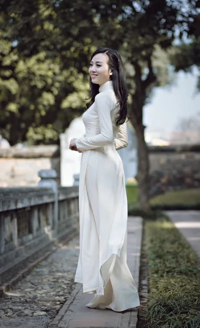 Áo dài trắng sang trọng áo dài trắng [PGLD7M]