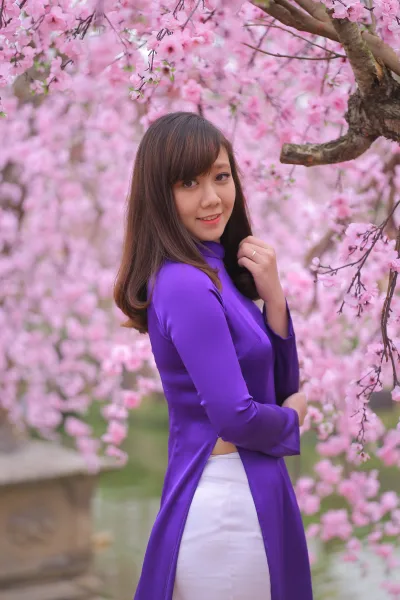 Áo dài tím tà áo dài áo dài tím thuần Việt [1MSGQX]