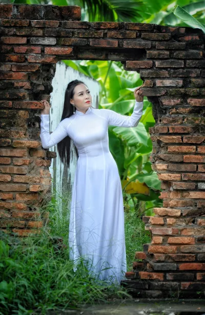 Áo dài trắng nét Việt áo dài trắng [EO8WBL]