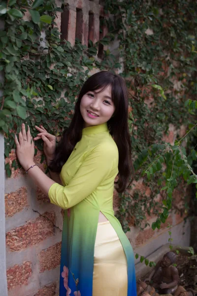 Áo dài vàng cổ điển áo dài vàng [P28LRQ]