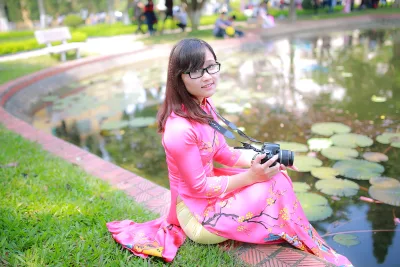Áo dài hồng nữ tính áo dài hồng [OHOUJM]