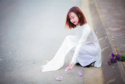 Áo dài trắng hài hòa áo dài trắng [RISGYU]
