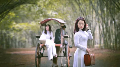 Áo dài trắng áo dài trắng nét Việt [FNNI1A]