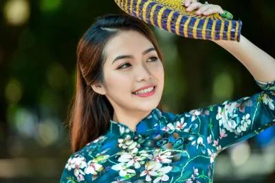 Áo dài họa tiết áo dài họa tiết dịu dàng [KR3OPK]