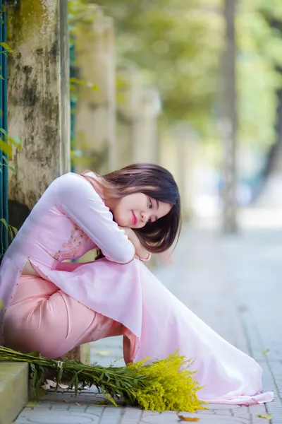 Rửa mắt với ảnh áo dài hồng trang nhã [KRURXT]