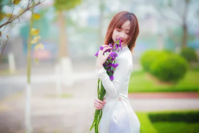 Áo dài trắng ảnh hoa duyên dáng [FXSLQH]